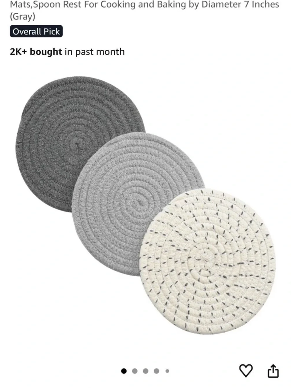 Braided Round Pot Holders NEW - Gray, Light Gray & Cream